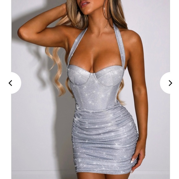 Oh Polly Dresses & Skirts - Babyboo Aidette Mini Dress - Silver Sparkle